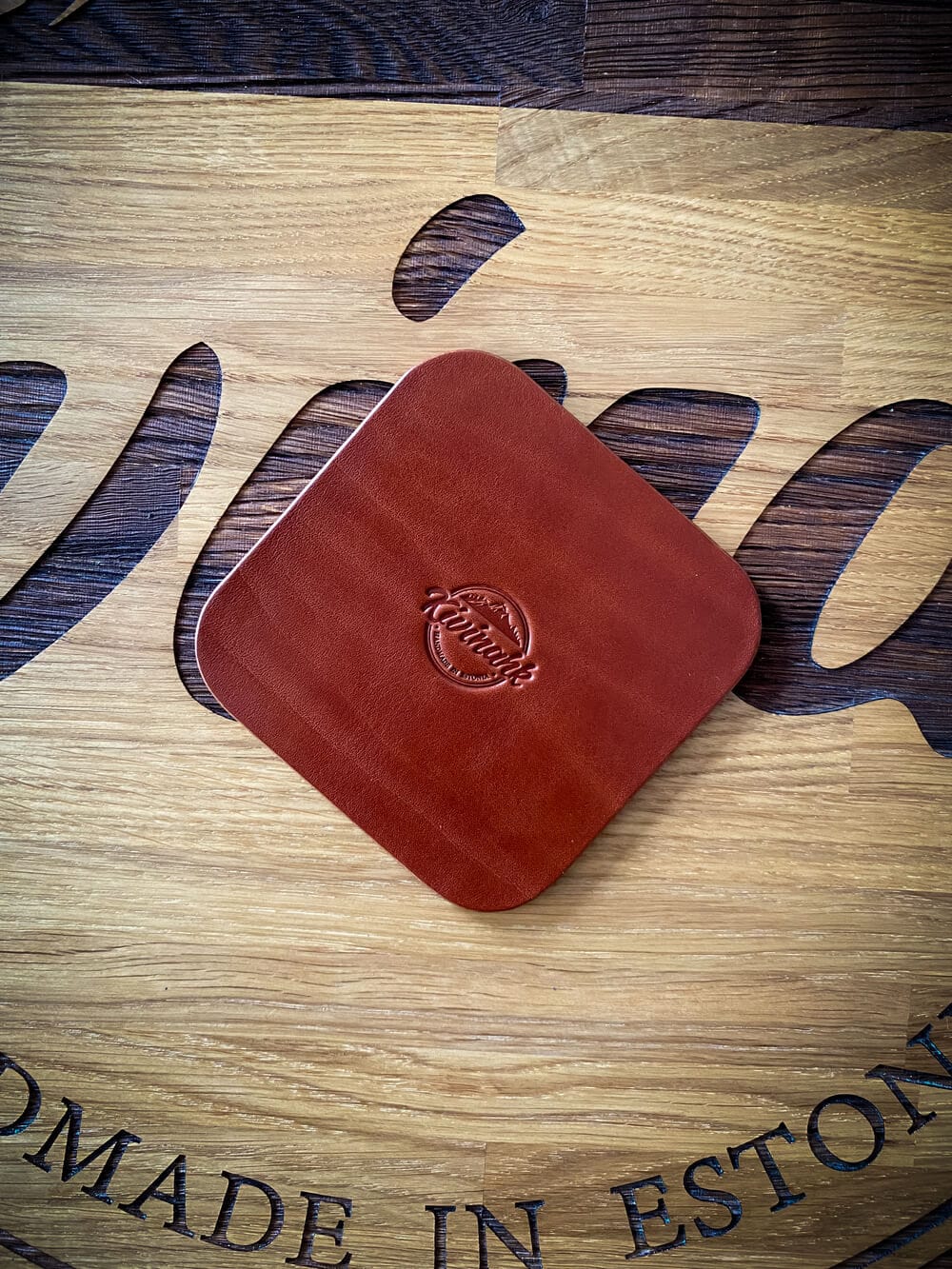 Leather Coaster - Cognac Brown
